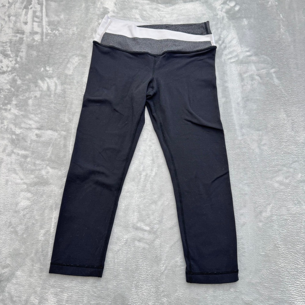 Lululemon‎ Crop Leggings Women 4 Black Astro Wunder Under Yoga Pants Low Rise